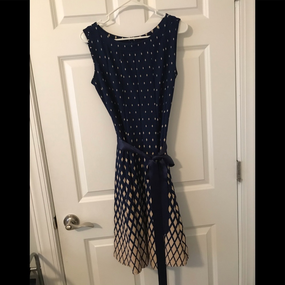Blue and white dress